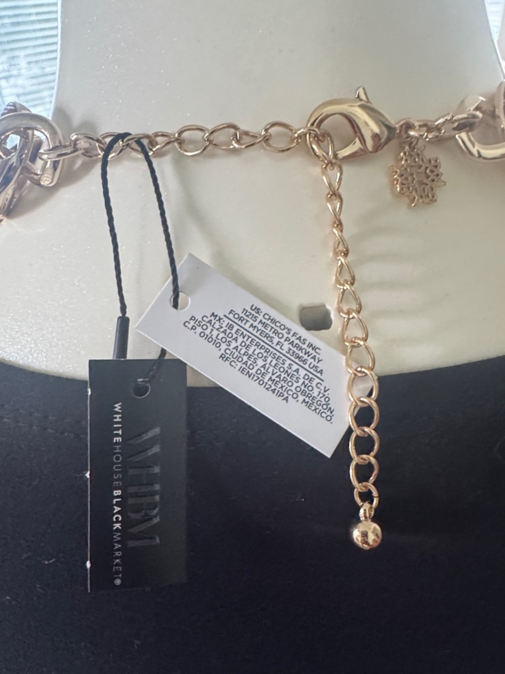 Reversible White House Black Market Gold-Tone Necklace with Brown Enamel 🔗 - Picture 2 of 3